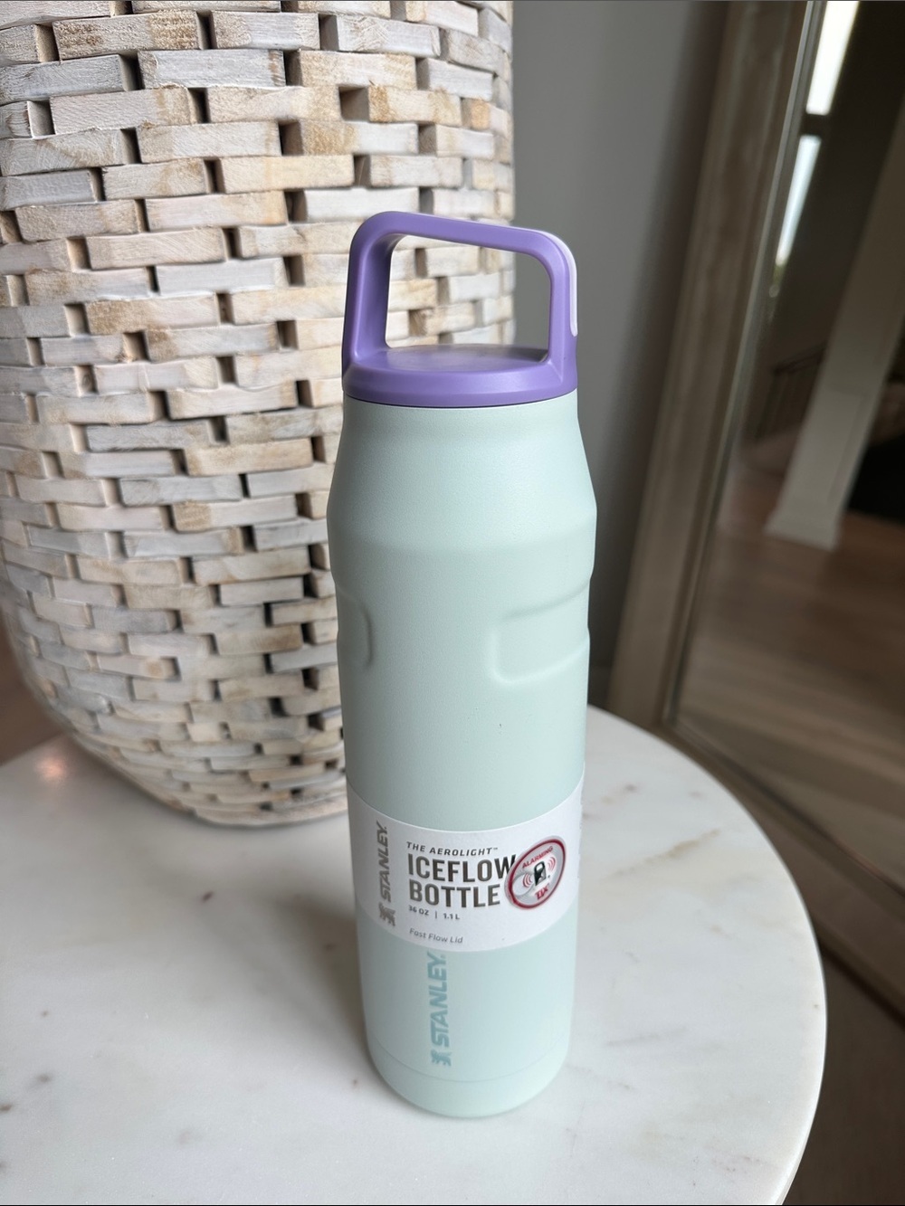 Stanley Mint Green IceFlow Bottle with Pale Purple Accent